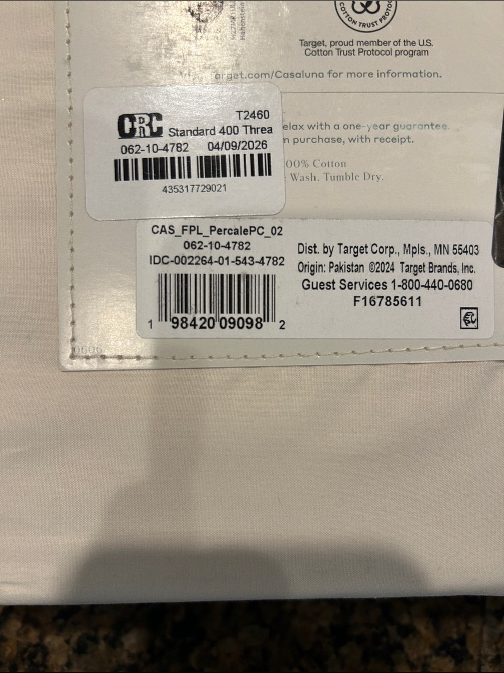 Casaluna 400 thread count Percale California King Sheet Set - Ivory - Picture 4 of 4